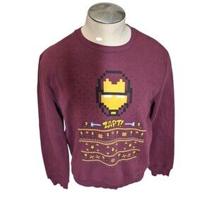 Marvel Vintage Ironman Graphic Sweatshirt Gamer Comic Burgundy Sz M